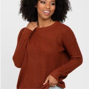 Hippie Rose - Burnt Orange Knit Oversized Cutout Crew Neck Sweater